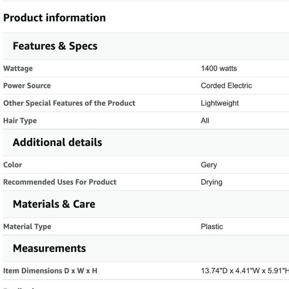 Hair Dryer, Professional Ionic Hair Dryer for Fast Drying, High Speed Hair Blow - Picture 8 of 8